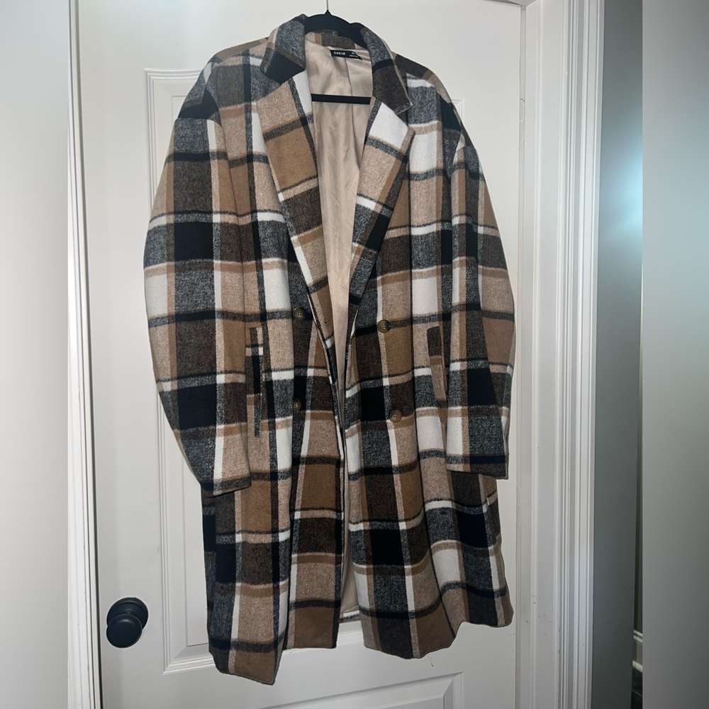 Men Plaid Overcoat